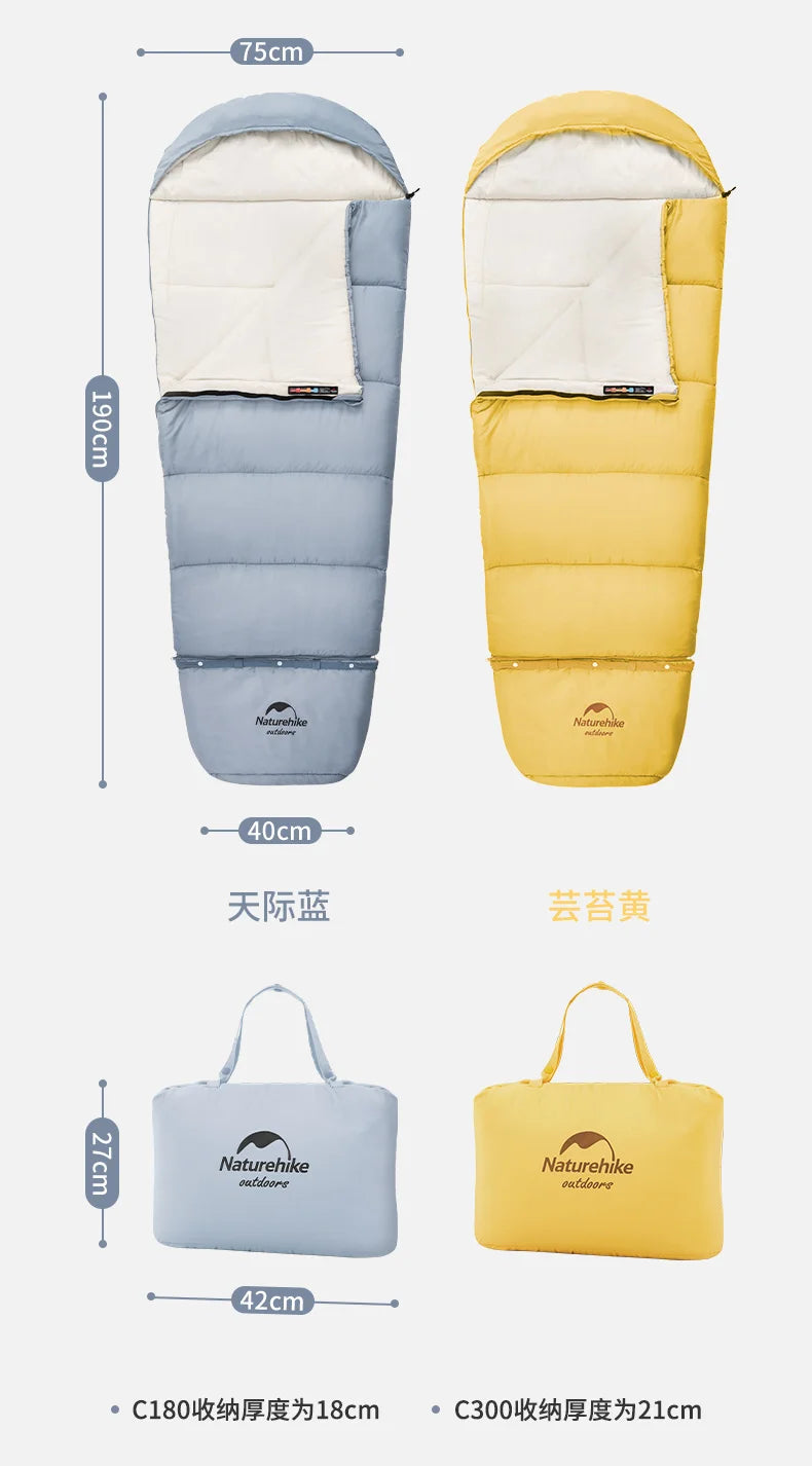 Naturehike-Children's Sleeping Bag, Extended Splicing, Camping, Hiking, Warm, Mummy, Outdoor
