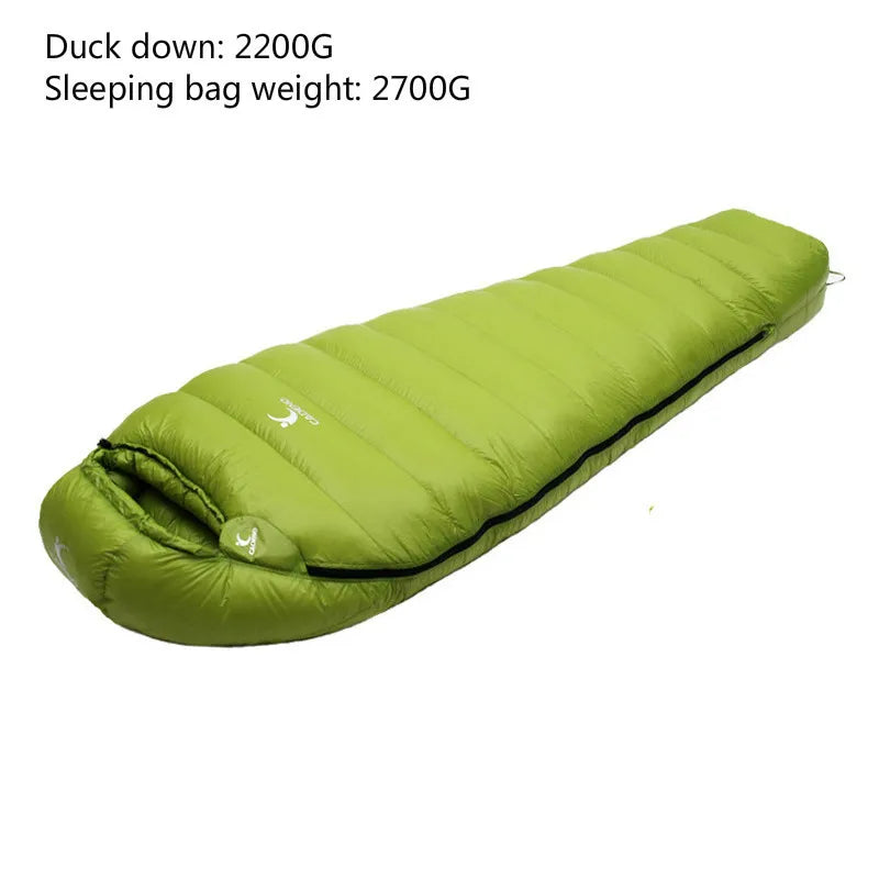 CADENO White Goose Down Filled Adult Mummy Style Sleeping Bag Fit for Winter  Autumn Thermal 10Kinds of Thickness Camping Travel