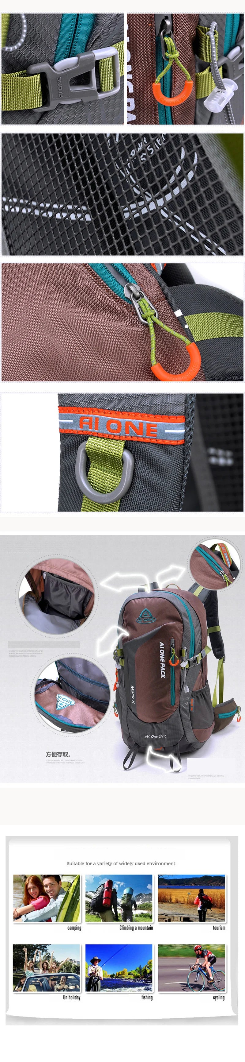 38L Climbing Bag Hiking Camping Backpack with Raincover Tourist Rucksack Athletes Flatpack Tramping Pack Mountain Backpack