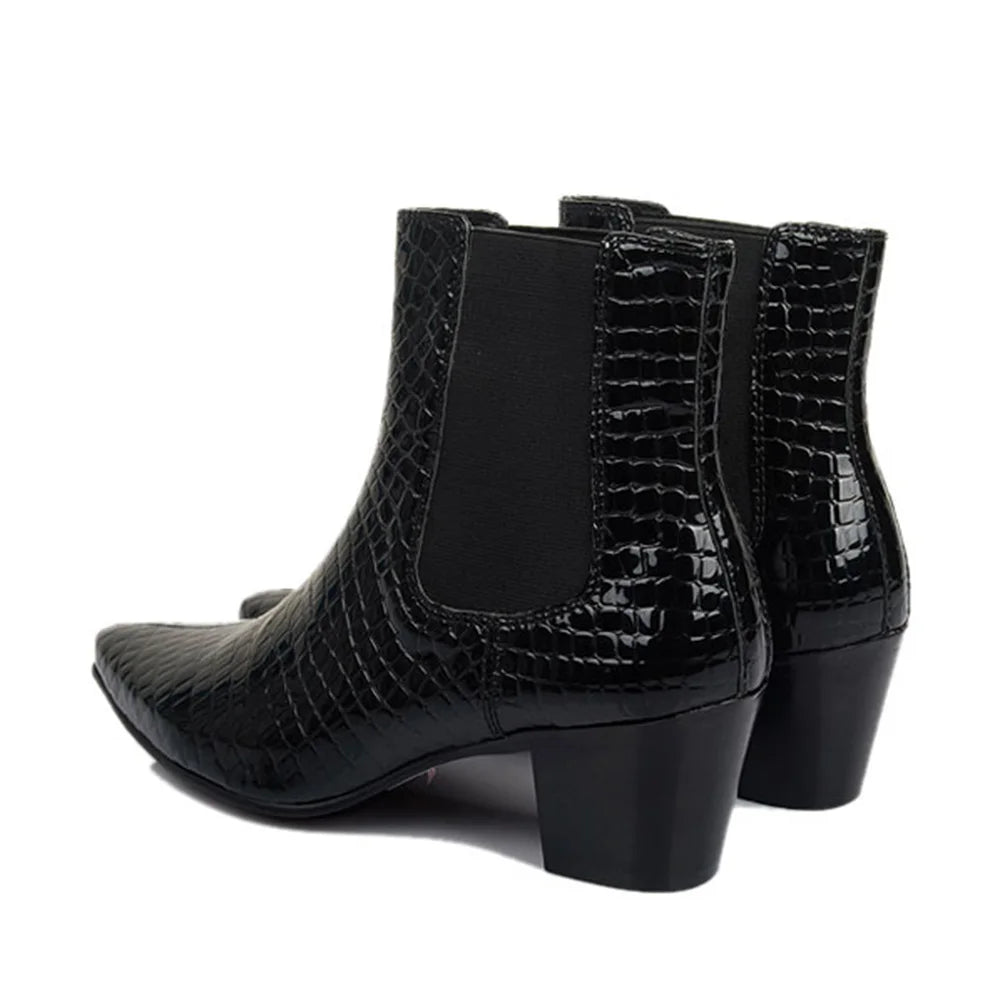 6CM high-heeled Men's Shoes Boots Korean Style Leather Boots Men High-top Fashion Business Short Boots Men Pointed Toe