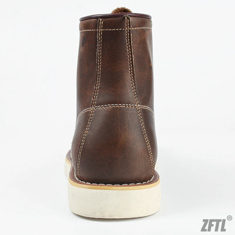 ZFTL Men's Ankle Boots American retro tooling boots Casual Crazy Horse Leather Men's Boots Vintage Man Lace up Boots 2025