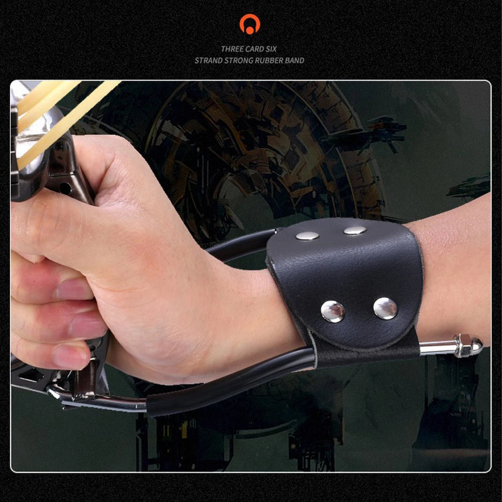 Powerful Hunting Slingshot With Rubber Band Tubing PU Leather Catapult Professional Tactical Plastic Pocket Sling Shot Ball