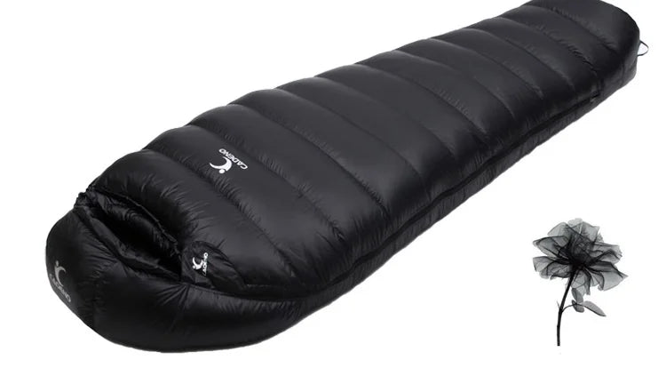 CADENO White Goose Down Filled Adult Mummy Style Sleeping Bag Fit for Winter  Autumn Thermal 10Kinds of Thickness Camping Travel