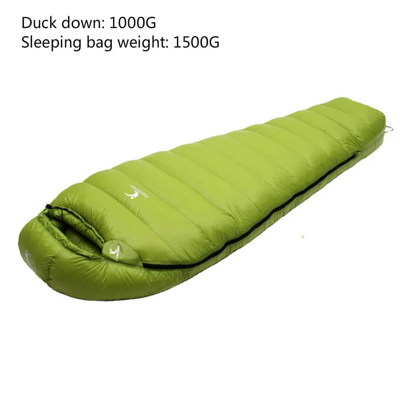 CADENO White Goose Down Filled Adult Mummy Style Sleeping Bag Fit for Winter  Autumn Thermal 10Kinds of Thickness Camping Travel