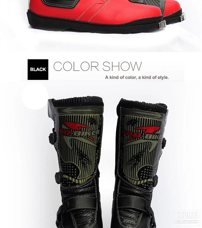 PRO-BIKER Men Motorcycle Boots Waterproof PU Botas Moto Boots Motocross Motorcycle Shoes Protection Motorcycle Long Thigh Boots