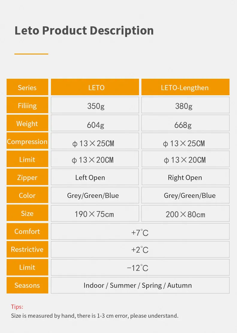 AEGISMAX LETO Outdoors White Goose Down Sleeping Bag Waterproof Camping Travel 36℉~45℉ Small Packing Down Sleeping Bag FP700+