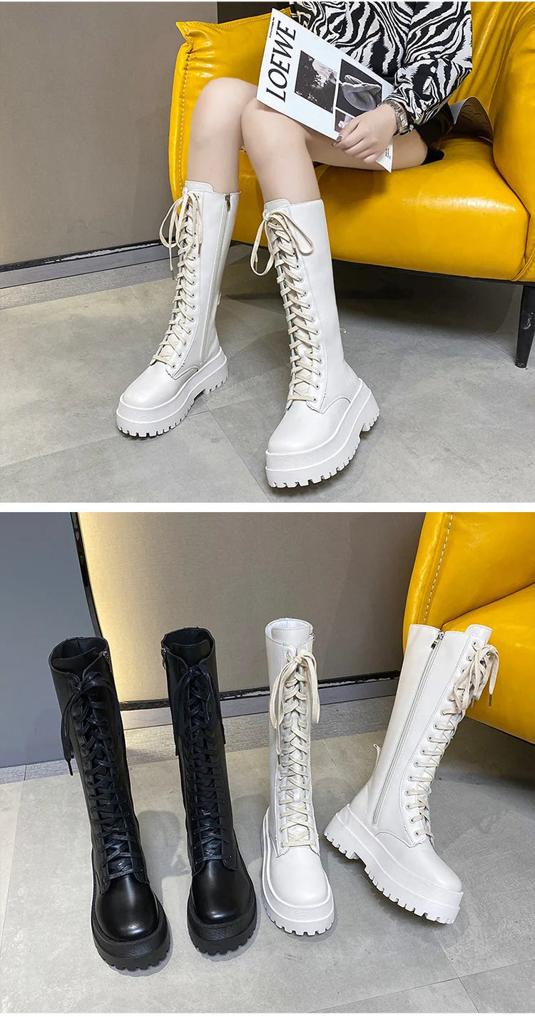 Sexy High Boots Knee-high Pu Boots High Heels For Women Fashion Shoes 2020 Spring Autumn Booties Female Plus Size2021