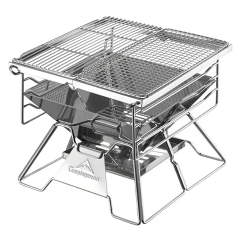 Stainless Steel Grill 4-7 People Thickened Campingmoon X-Two Outdoor Household Portable Folding Charcoal Grill