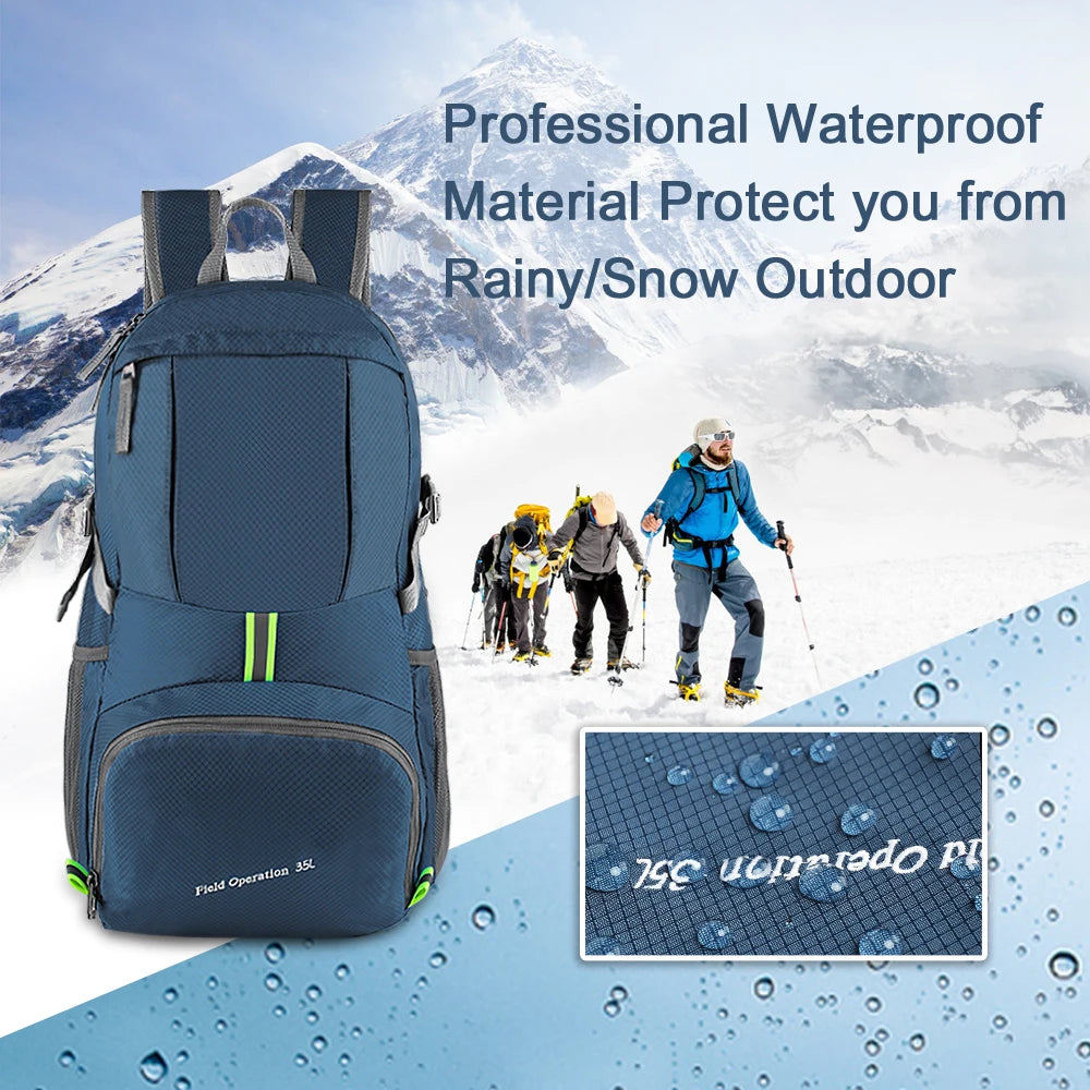 35L Outdoor Foldable Waterproof Backpack Lightweight Portable Daypack Bag Large  Hunting Camping Traveling Hiking Backpacks