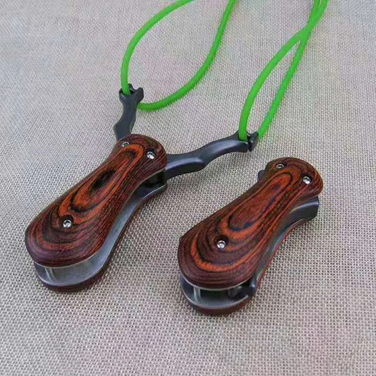 Traditional Stainless Steel Folding Slingshot Small and Portable Technology Wood Patch Slingshot Professional Outdoor Shooting
