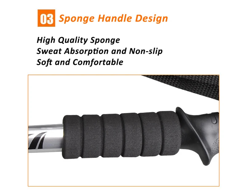 Walking Adjustable Trekking Pole Anti Shock Ultra Light Alpinism Poles Telescopic Ultralight Hiking Travel Non-slip Stick