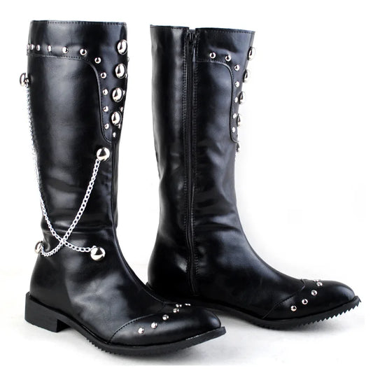 famous brand men fashion stage nightclub dress high boots soft leather shoes motorcycle boot long botas de homens chaussure male