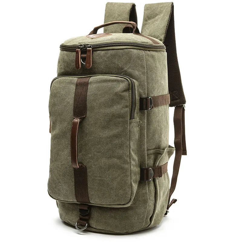 Large Men Cylinder Backpacks Canvas Luggage Shoulder Bags Duffle Hiking Camping Hunting Rucksack Travel Climbing Mountain Bags
