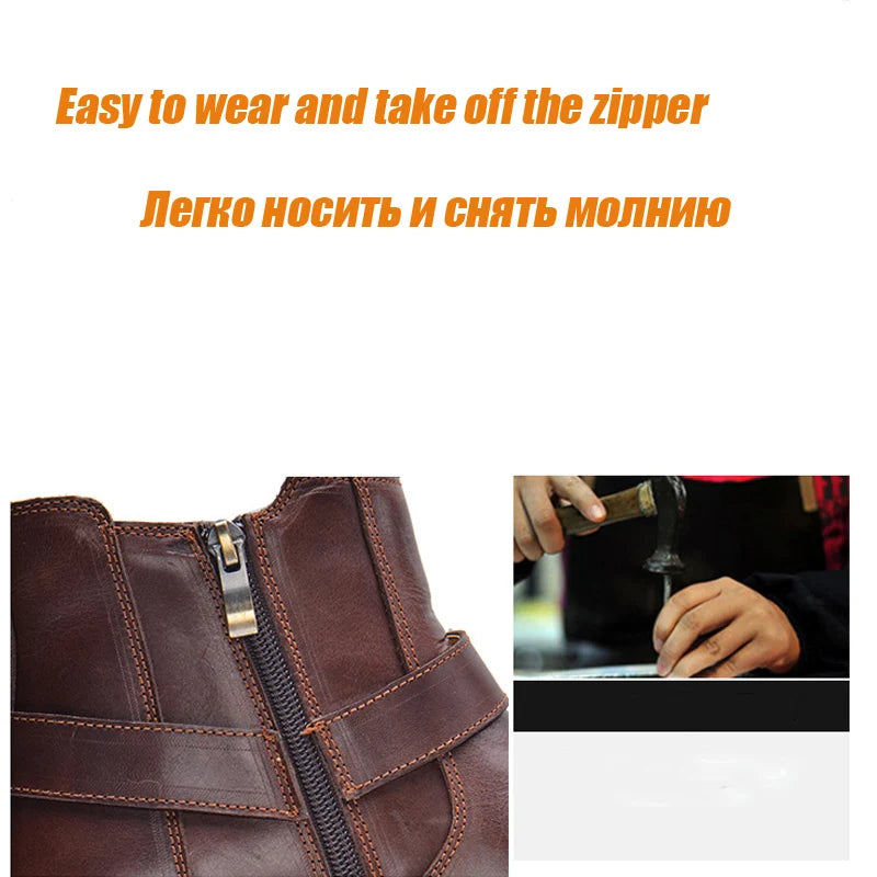 ZFTL NEW Men's Casual boots Genuine Leather Men's autumn and winter handmade High-top boots lager size men's Chelsea boots 0153