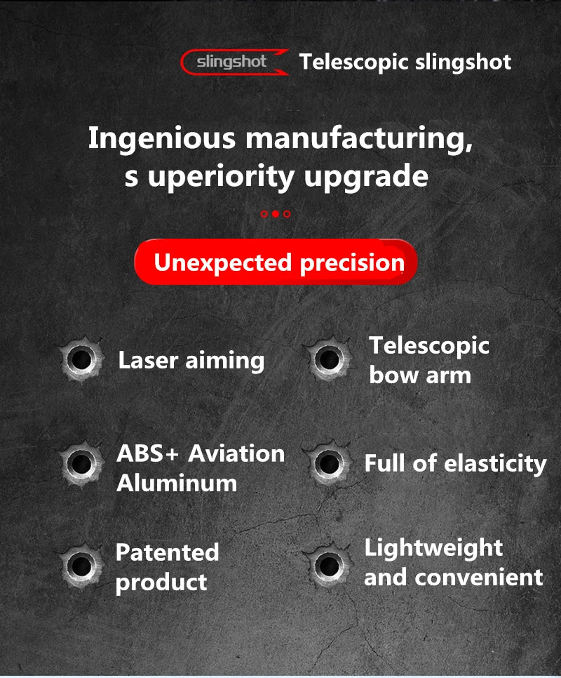 High Precision Telescopic Slingshot High Power Rubber Band Slingshots with Red Laser Stainless Steel Outdoor Hunting Catapult