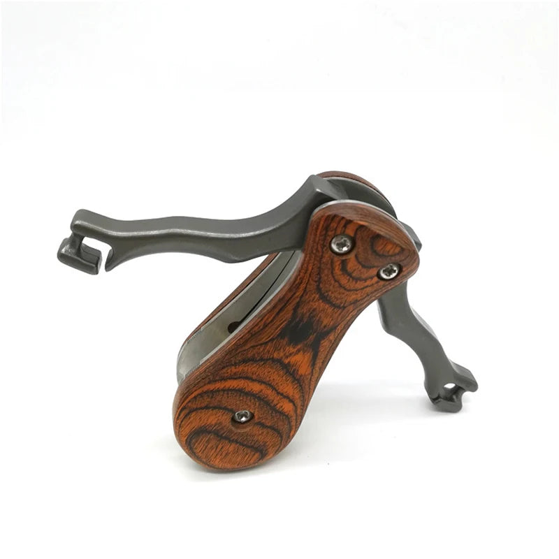 Traditional Stainless Steel Folding Slingshot Small and Portable Technology Wood Patch Slingshot Professional Outdoor Shooting