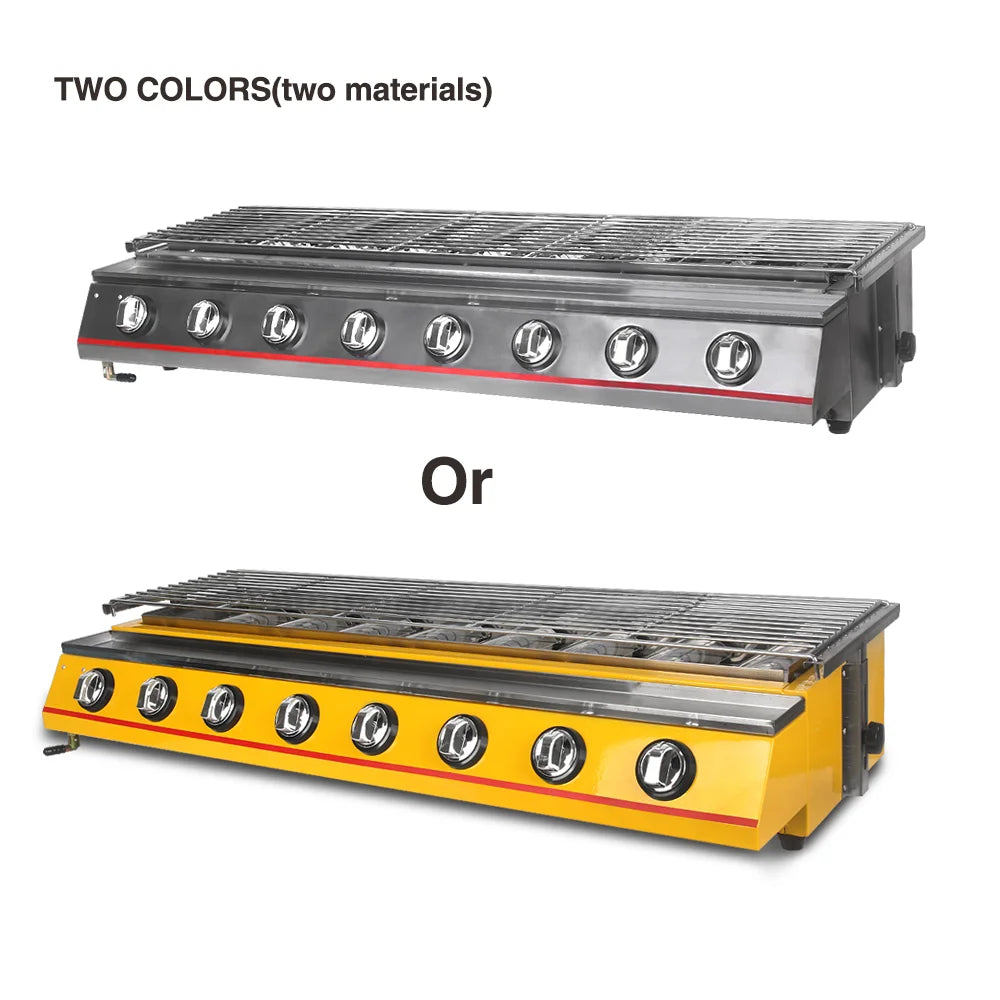 LPG Gas BBQ Grill 8 Burners Stainless Steel Smokeless Infrared Burners Barbecue Stove Outdoor Camping Roaster Kebab Commercial