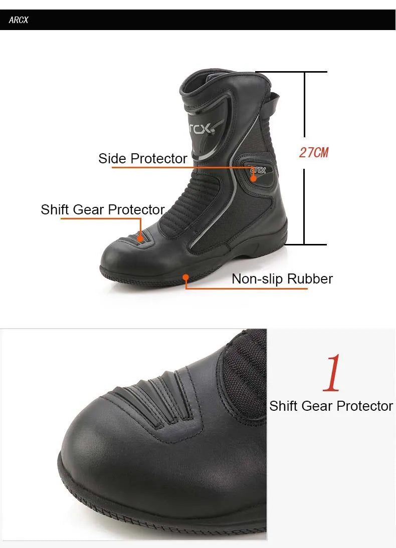 ARCX Motorcycle Boots Waterproof Motorcyclist Quilted Boots Men Winter Motorboats Motorcycle Supplies Unisex Leather Moto Shoes