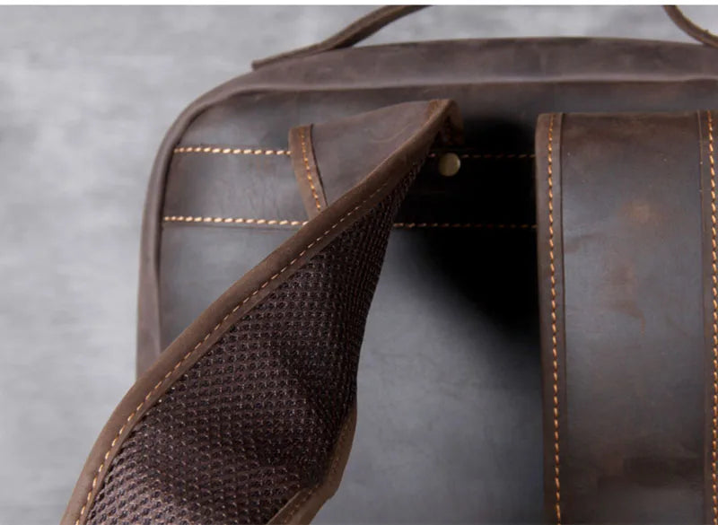 Vintage Crazy Horse Genuine Leather Backpack Men Backpack Laptop Leather Daily Bagpack Male Rucksack Trave Hiking Knapsack Large