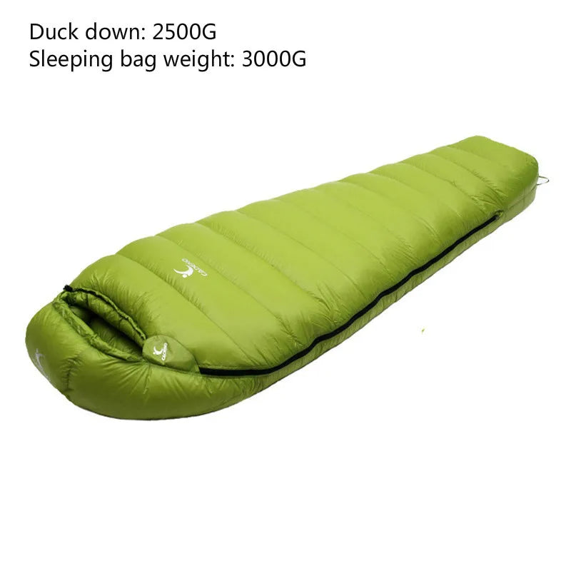 CADENO White Goose Down Filled Adult Mummy Style Sleeping Bag Fit for Winter  Autumn Thermal 10Kinds of Thickness Camping Travel