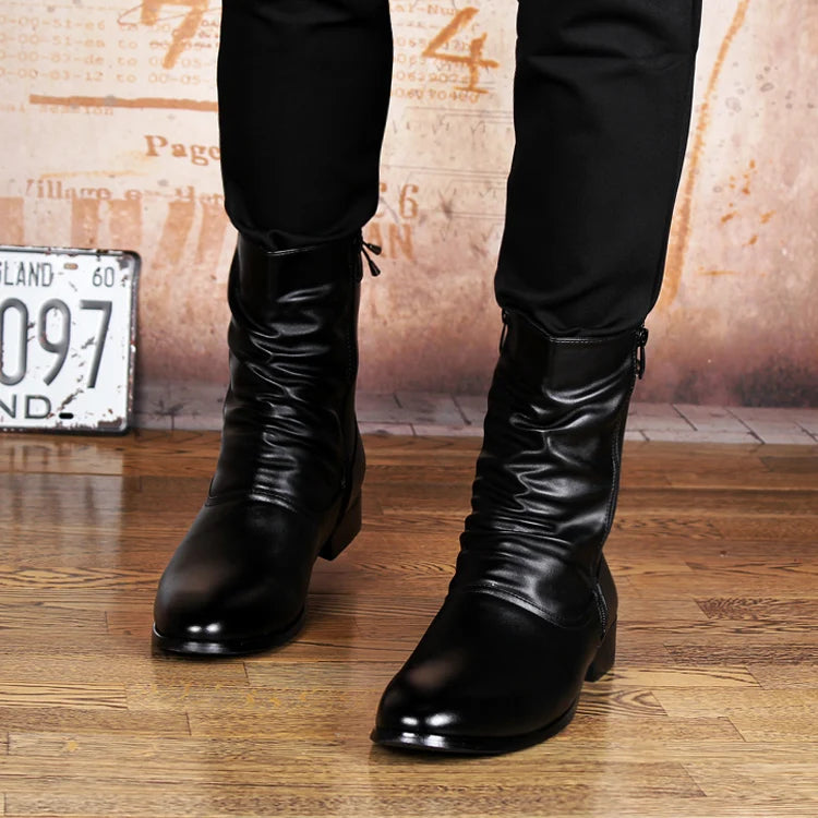 italian brand designer cowboy boots for men casual motorcycle boot black autumn winter shoes genuine leather botas masculinas