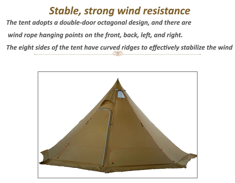 ASTA GEAR Track 5 Pyramid tent bushcraf lightweight 4-5 people outdoor hiking camping with snow skirt rainproof windproof tent