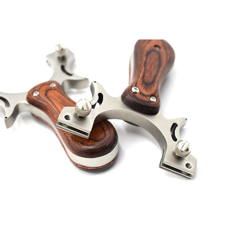 Hunting Slingshot Stainless Steel Bow Head + Wooden Handle Catapult with Rubber Band  for Outdoor Sports Entertainment Toys
