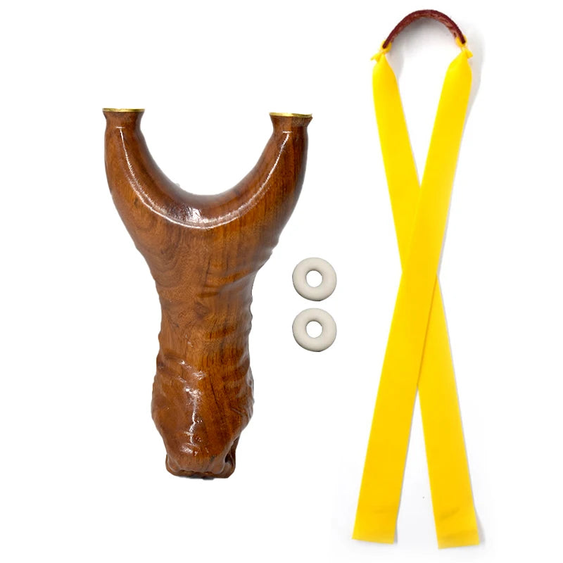 Piaoyu Solid Wood Slingshot Outdoor Catapult Toys Three-Dimensional Carving Wooden Flat Rubber Band Slingshot Shooting