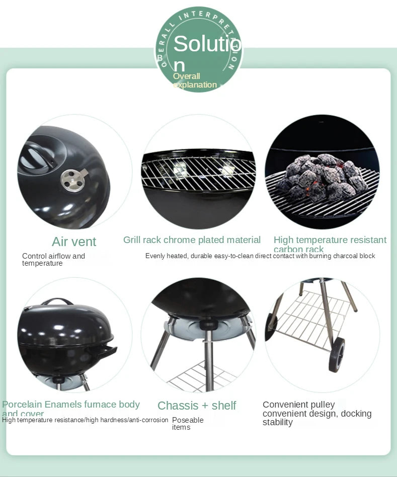 K-STAR New Portable Outdoor BBQ Grill Charcoal Firewood Popular Apple Shape Barbecue Grill 18 Inch Wholesale 2024 Dropshipping