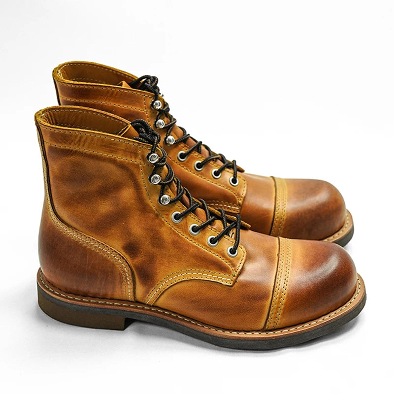 Durable Goodyear-Welted Stitchdown Rugged Style Work Boots Heritage Genuine Leather Moctoeboots Red For Men 1907 Shoes