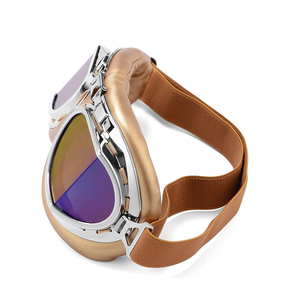 Vintage Motocross Goggles Pilot Cruiser flying Goggles leather Motorcycle Glasses atv Retro Helmet For Cycling Pit bike Eyewear