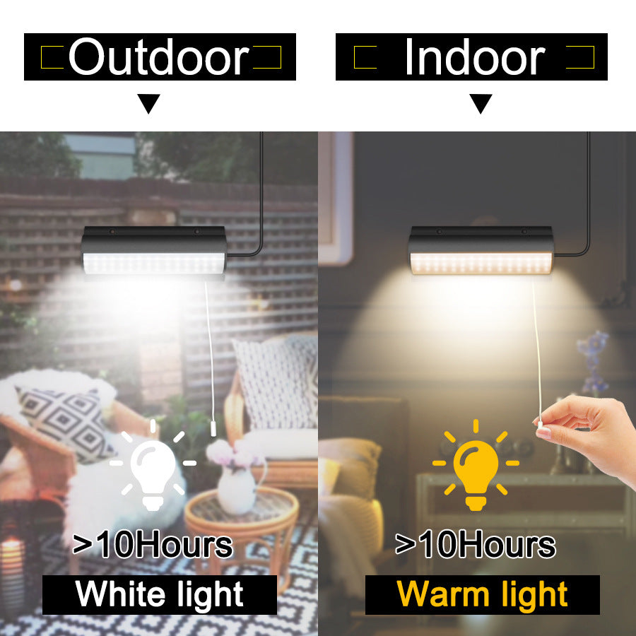 Double Head Solar Pendant Light Outdoor Waterproof Garden PIR Motion Sensor LED Floodlight Dimmable Remote Cord Solar Light Shed