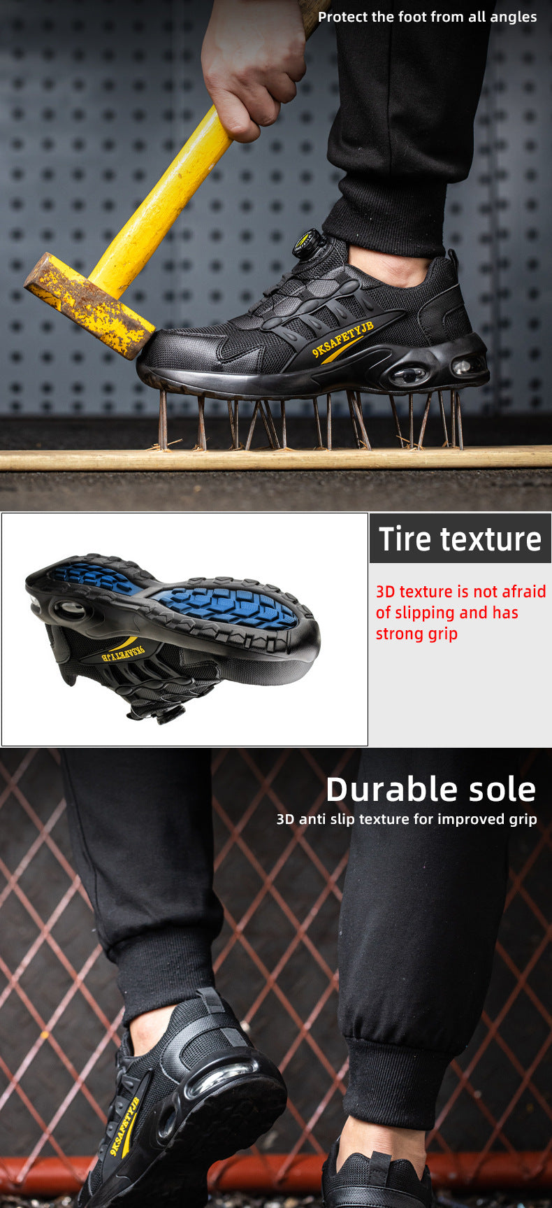 Air cushion Safety Shoes Men Rotating button Fashion Sports shoes Puncture-Proof Indestructible shoes Work Boots Steel toe shoes