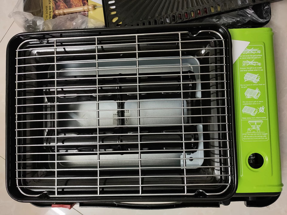 Portable Barbecue Stove, Smokeless Grill, Dual-Purpose Gas Oven for Outdoor Use, Compact Cooking Unit, Korean Style