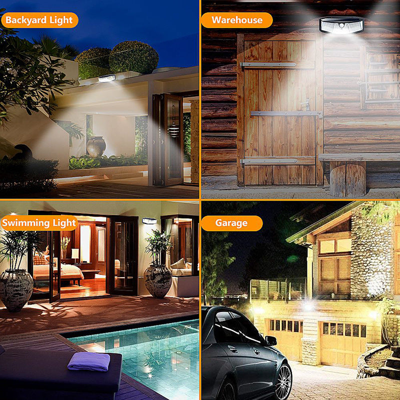 308 LED Solar Porch Light Waterproof Outdoor with Motion Sensor Light SunLight 3 Modes Street Wall Lamp LED Spotlight for Garden