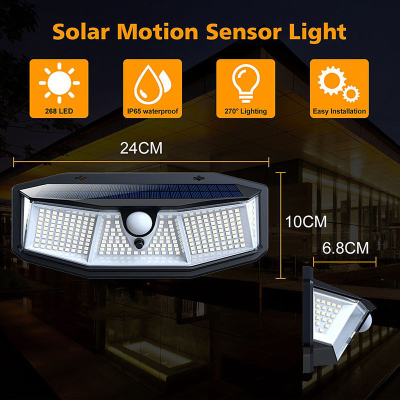 308 LED Solar Porch Light Waterproof Outdoor with Motion Sensor Light SunLight 3 Modes Street Wall Lamp LED Spotlight for Garden