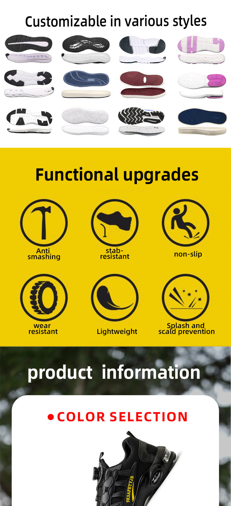 Air cushion Safety Shoes Men Rotating button Fashion Sports shoes Puncture-Proof Indestructible shoes Work Boots Steel toe shoes