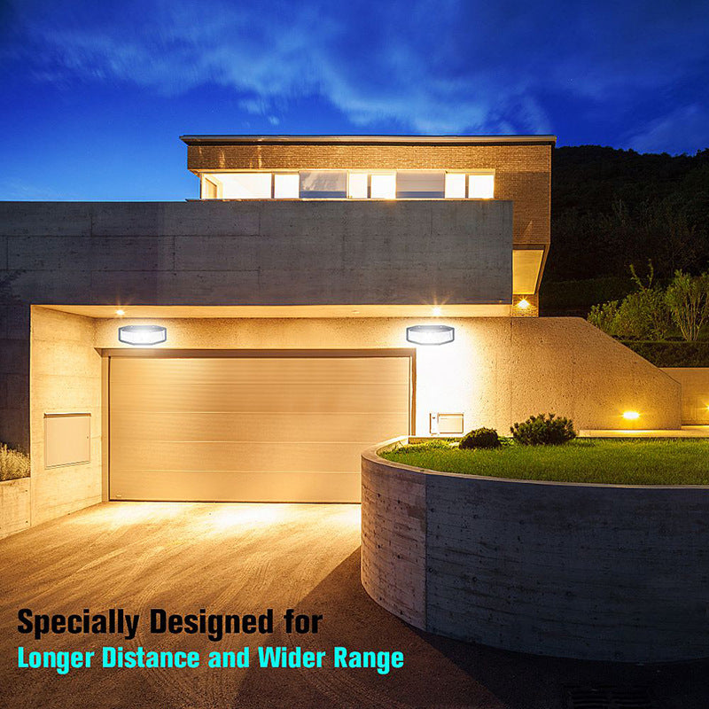 308 LED Solar Porch Light Waterproof Outdoor with Motion Sensor Light SunLight 3 Modes Street Wall Lamp LED Spotlight for Garden