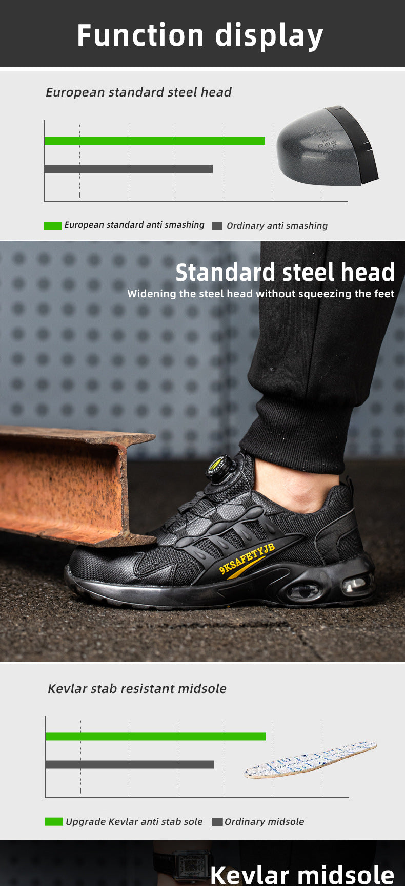 Air cushion Safety Shoes Men Rotating button Fashion Sports shoes Puncture-Proof Indestructible shoes Work Boots Steel toe shoes