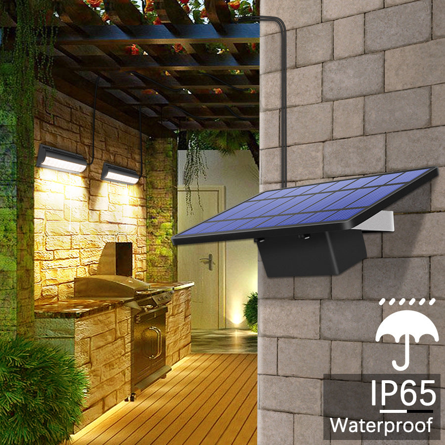 Double Head Solar Pendant Light Outdoor Waterproof Garden PIR Motion Sensor LED Floodlight Dimmable Remote Cord Solar Light Shed