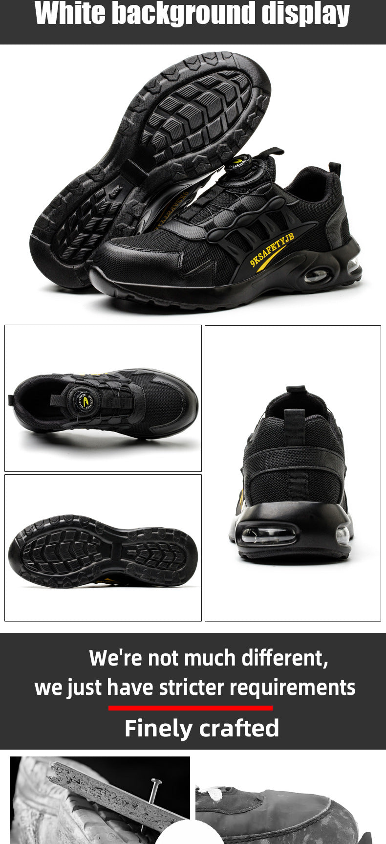 Air cushion Safety Shoes Men Rotating button Fashion Sports shoes Puncture-Proof Indestructible shoes Work Boots Steel toe shoes