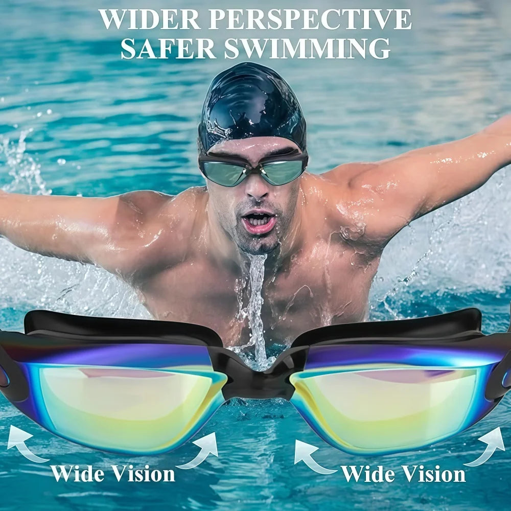 Adult Swimming Goggles with Nose Clip And Earplugs Anti Fog UV Protection Full Face Leak-Proof Swim Goggles for Men And Women