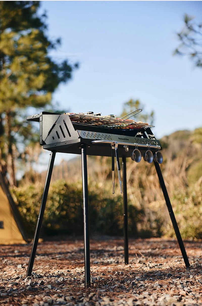Naturehike Vertical Barbecue Rack Foldable Barbecue Charcoal Grill Stainless Steel Folding BBQ Grill For Outdoor Cooking Camping