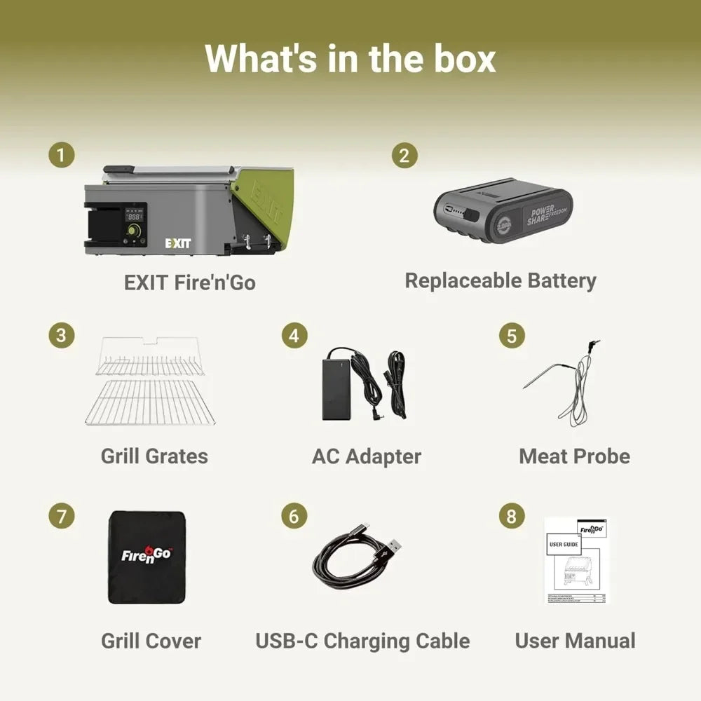 Green Portable Pellet Grill, Camping Stove, Battery-Powered Lightweight Compact Pellet Smoker