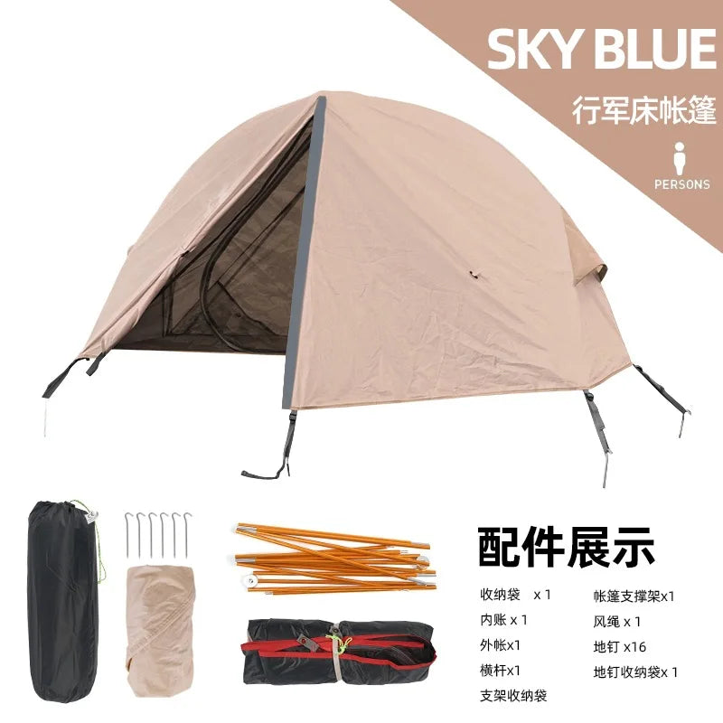 Outdoor Camping Off-the-ground Tent Single-person Easy-to-storage Portable Aluminum Alloy Anti-mosquito Rain-proof Fishing Tent