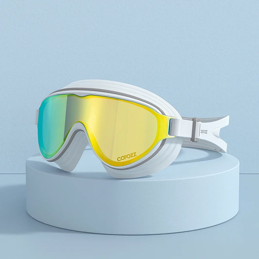 COPOZZ New Large Frame Adults Swimming Goggles Professional Plating Durable Anti Fog Comfort Eyewear Swimming Glasses Men Women