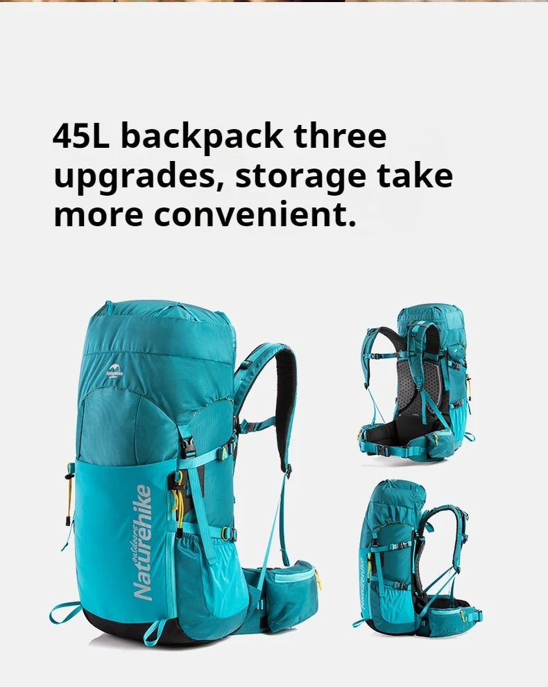 Naturehike Hiking Backpack Waterproof 45/55/65L Knapsack Climbing Travel Outdoor Sports Large Capacity Nylon Bag With Rain Cover