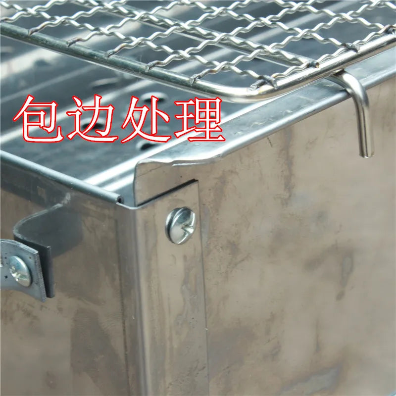 Stainless steel barbecue stove, home charcoal, outdoor large portable, enlarged grill for picnics