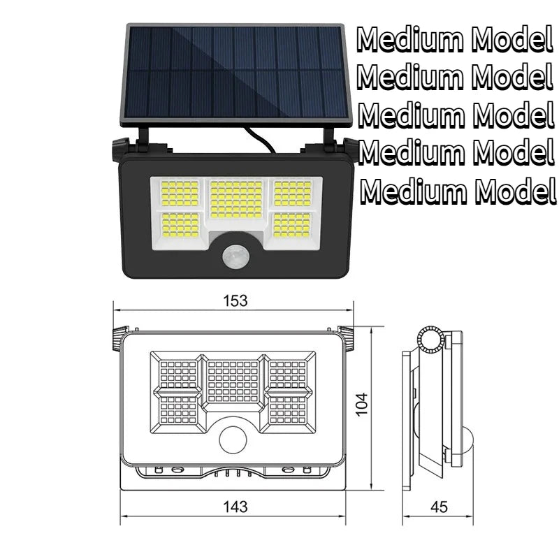 Solar Light Outdoor Foldable Floodlight Waterproof Spotlight Wall Human Body Sensor Lamp for Garden and Courtyard Lighting