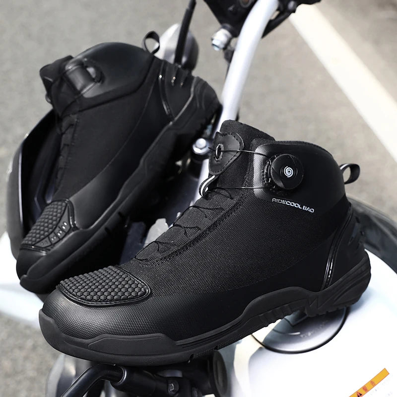 Men's Motorcycle Shoes New Waterproof Breathable Motorbike Shoes Men Motorcycle Short Boots Motos Bike Riding Shoes QK02